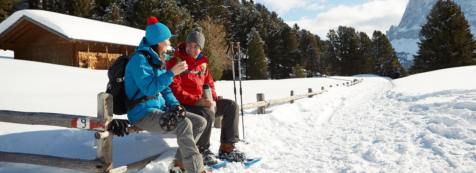 Pause beim Schneeschuhwandern