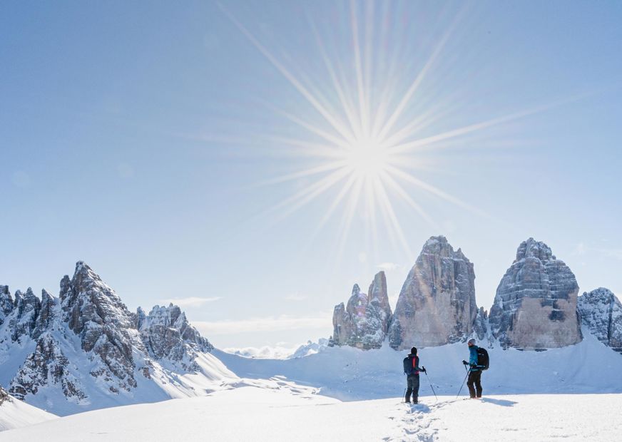 Die verschneiten drei Zinnen im Winter